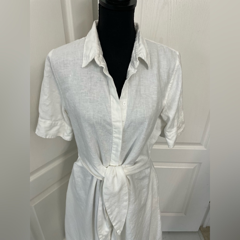 Ralph Lauren pure linen shirt dress size 10 white fir & flare - Picture 3 of 5